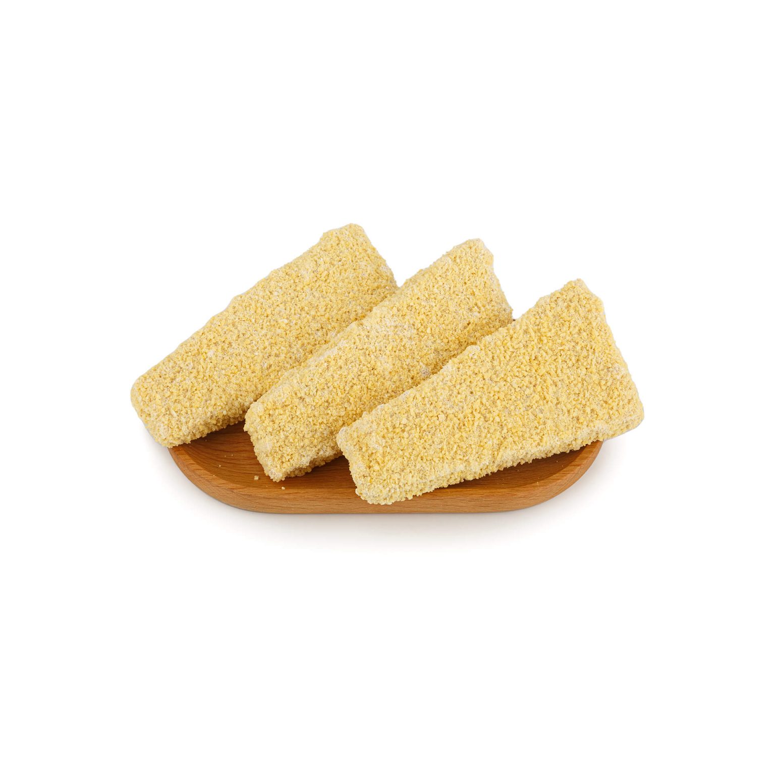 Котлеты рыбные "Треугольники тресковые" полуфабрикат замороженный Экспродов 5 кг, общий вид, купить оптом и в розницу с доставкой по москве и московской области, недорого, низкая цена