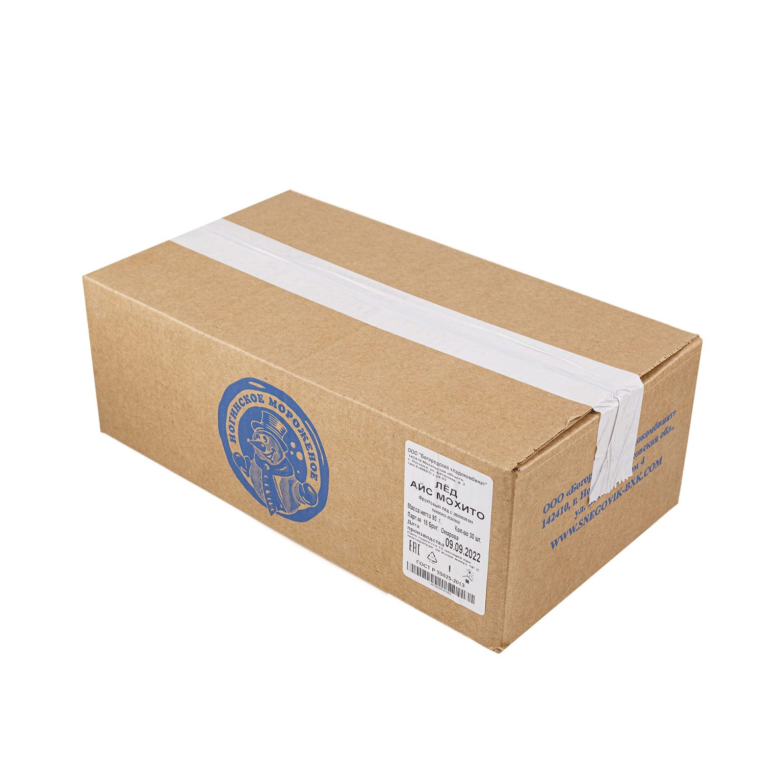 Фруктовый лед с ароматом лимона-лайма "Айс Мохито" Ногинское мороженое 90 г, этикетка, купить оптом и в розницу с доставкой по москве и московской области, недорого, низкая цена