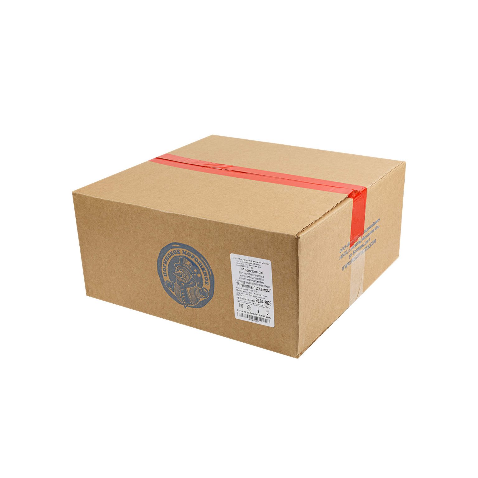 Мороженое молочное с ароматом клубники вафельный рожок "Клубника с джемом" Ногинское мороженое 100 г, этикетка, купить оптом и в розницу с доставкой по москве и московской области, недорого, низкая цена