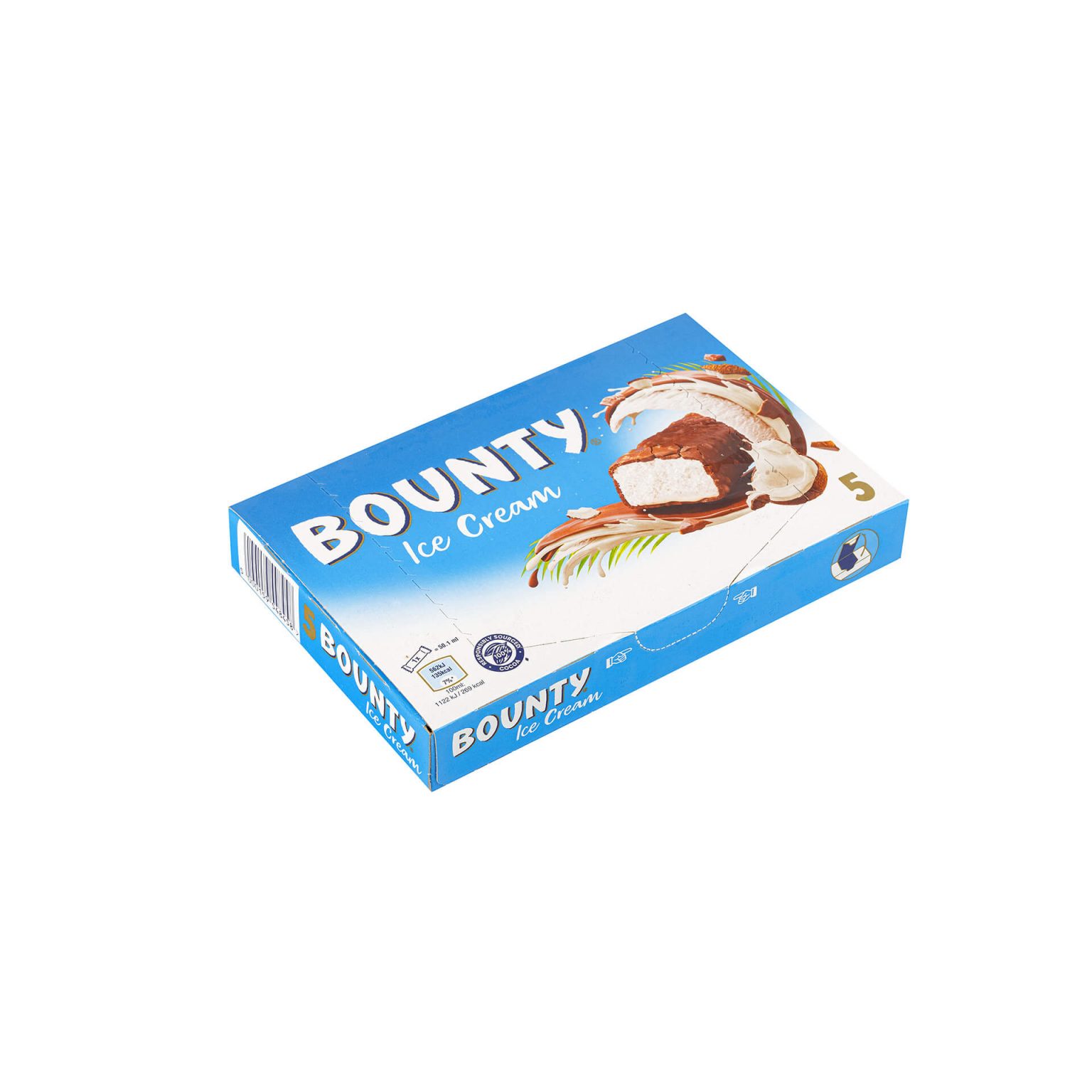Мороженое молочное с кокосом и кокосовым молоком в глазури с печеньем "Баунти" батончик Bounty 39,1 г, коробка, купить оптом и в розницу с доставкой по москве и московской области, недорого, низкая цена