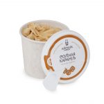 Мороженое пломбир "Соленая карамель" бумажный стаканчик Айскейк 75 г, общий вид, купить оптом и в розницу с доставкой по москве и московской области, недорого, низкая цена