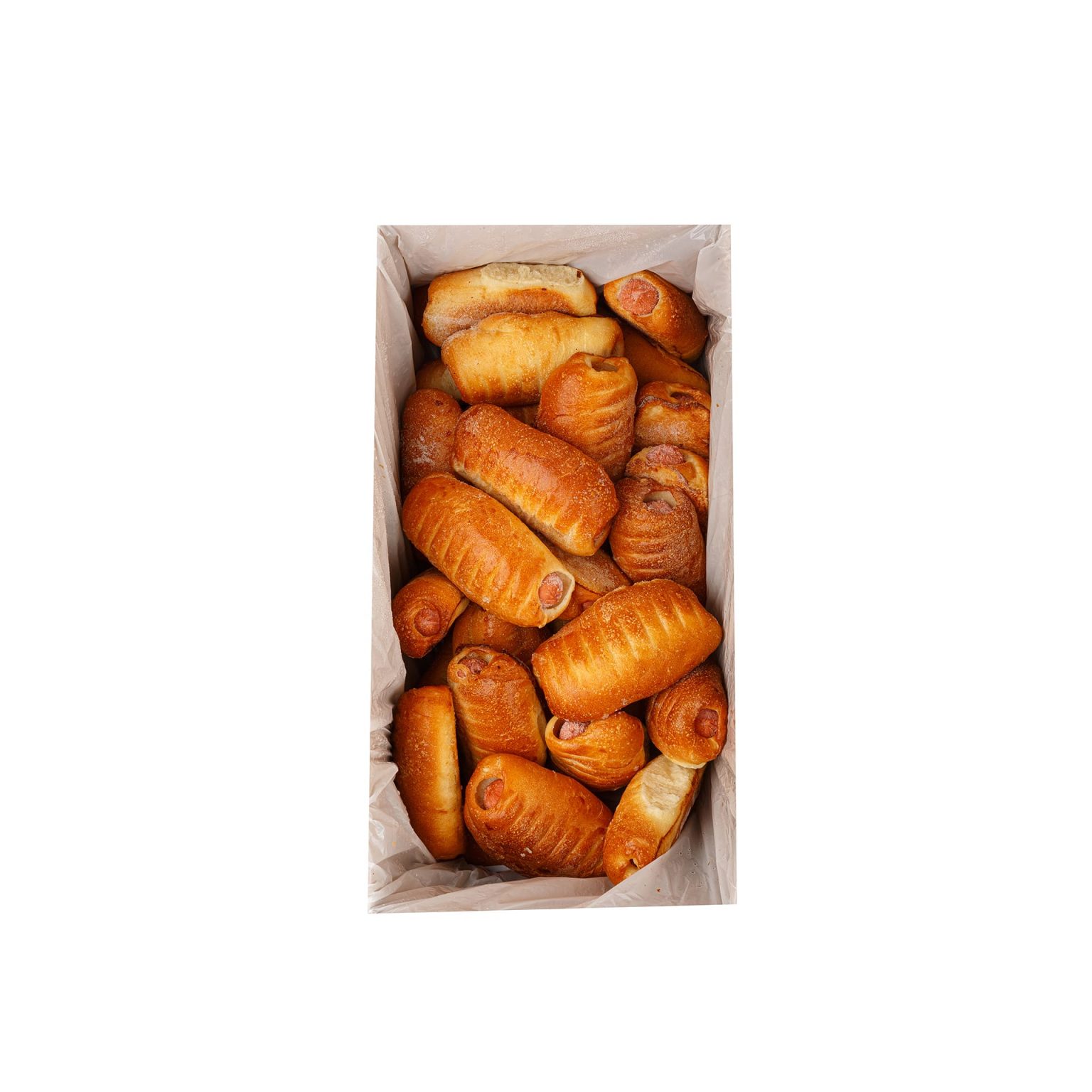 Сосиски в тесте запечённые блюдо готовое замороженное Хижина Повара 3 кг, этикетка, купить оптом и в розницу с доставкой по москве и московской области, недорого, низкая цена