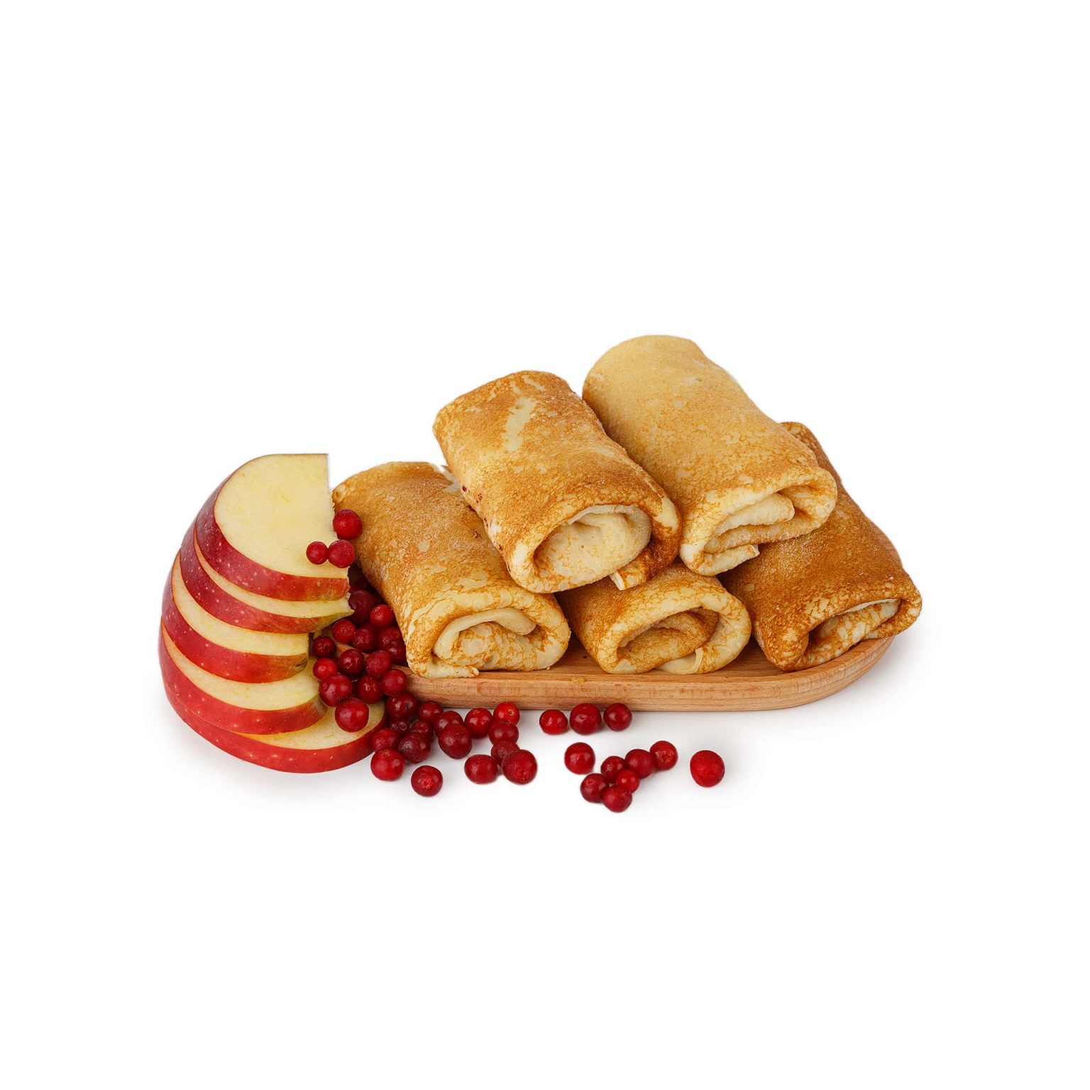 Блины с яблоком и брусникой постные полуфабрикат замороженный Сомовомясопродукт 3 кг, общий вид, купить оптом и в розницу с доставкой по москве и московской области, недорого, низкая цена