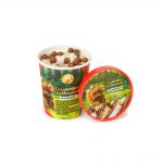 Мороженое пломбир ванильный и фундучный с миндальным пралине и злаковыми шариками в шоколаде "Сладкоежка косолапый" ведро Шин-Лайн 280 г, этикетка, купить оптом и в розницу с доставкой по москве и московской области, недорого, низкая цена