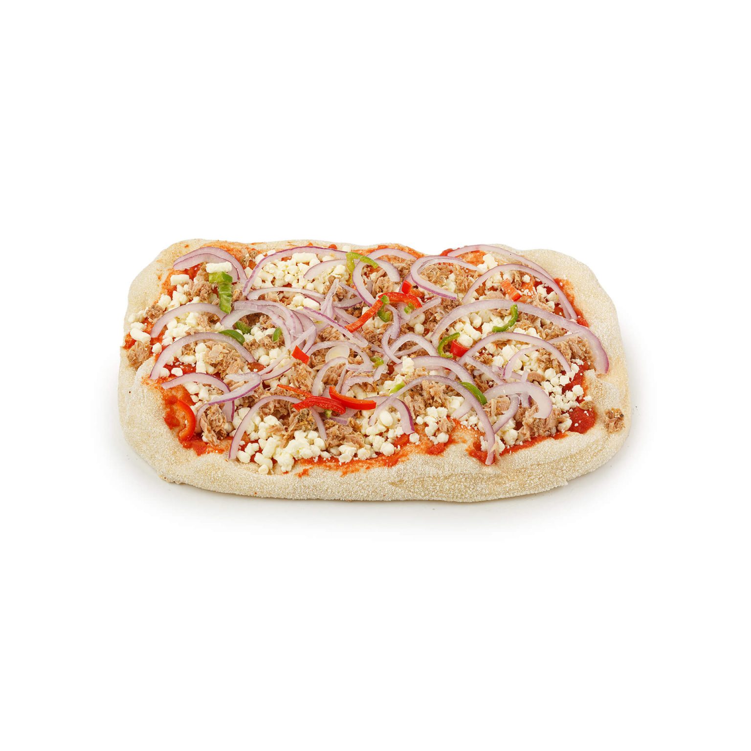 Пицца "Тунец и лук" с тунцом, красным луком и перцем чили полуфабрикат замороженный Maestrello 425 г, общий вид, купить оптом и в розницу с доставкой по москве и московской области, недорого, низкая цена