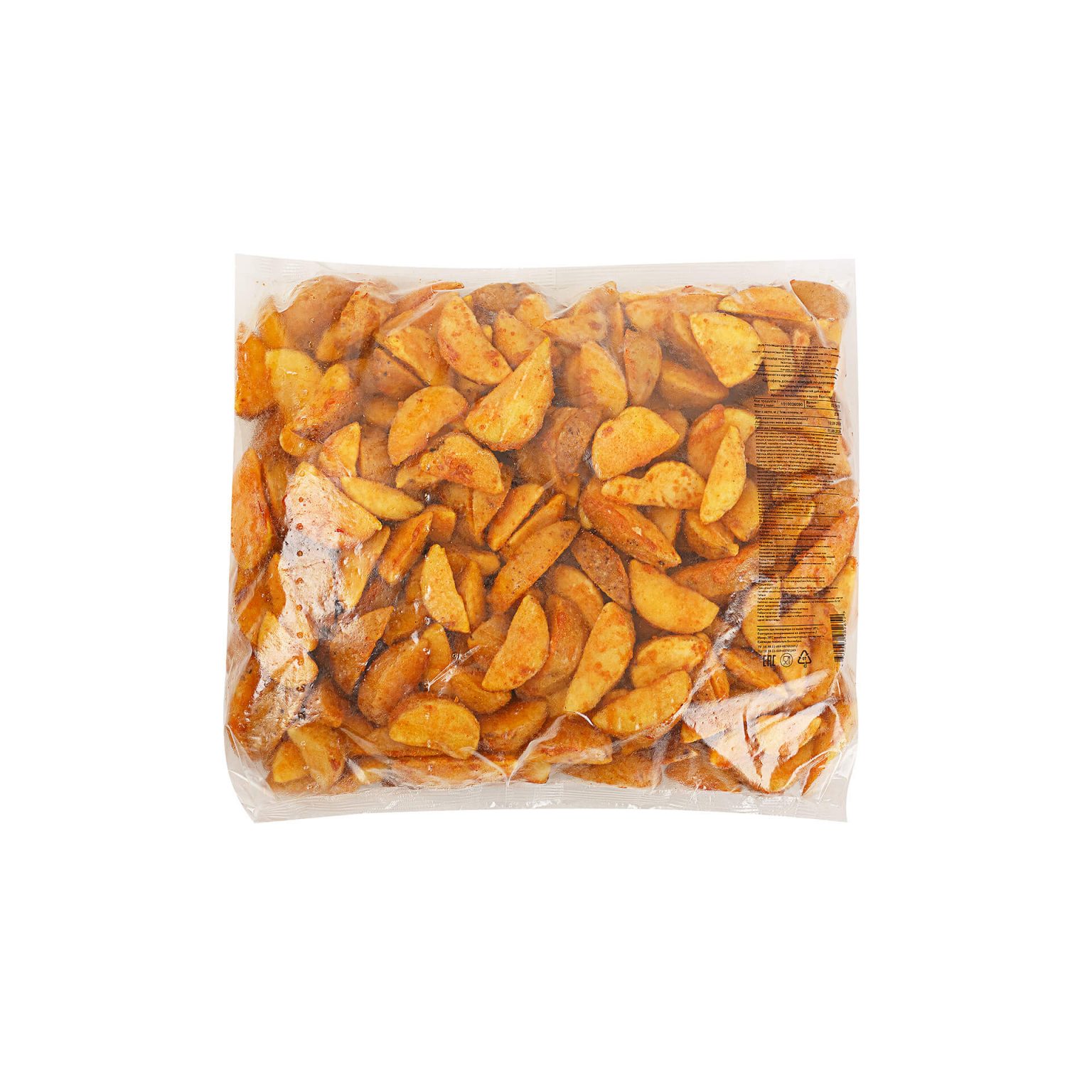 Замороженные картофельные дольки по-деревенски с кожурой в специях запеченные Мираторг 2,5 кг, общий вид, купить оптом и в розницу с доставкой по москве и московской области, недорого, низкая цена