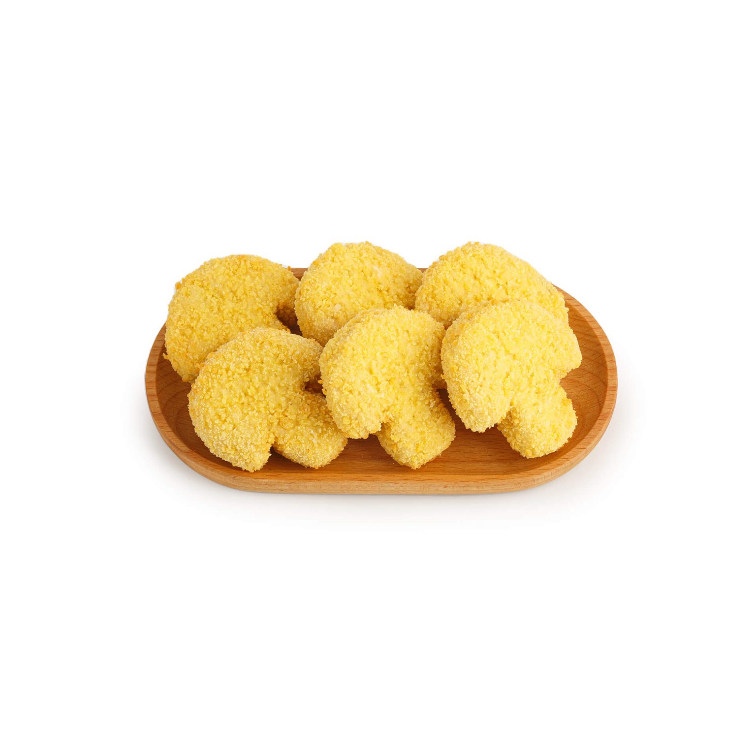 Фигурки тресковые с грибами и сыром в панировке "Грибочки" полуфабрикат замороженный Полар 5 кг, общий вид, купить оптом и в розницу с доставкой по москве и московской области, недорого, низкая цена