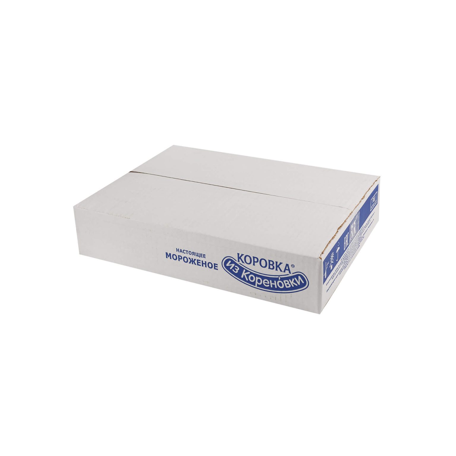 Мороженое пломбир крем-брюле в шоколадно-сливочной глазури "Кубанская лакомка" Коровка из Кореновки 90 г, этикетка, купить оптом и в розницу с доставкой по москве и московской области, недорого, низкая цена