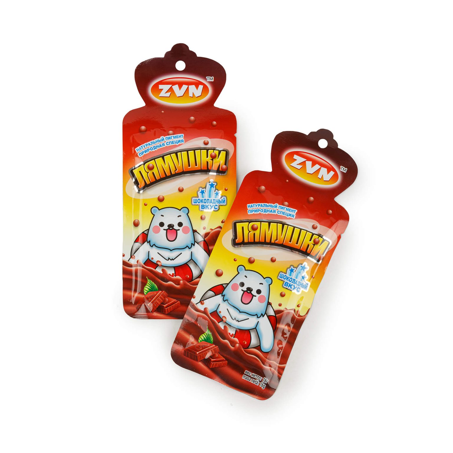 Конфеты жевательные "Лямушки" со вкусом шоколада ZVN 384 г (16 г * 24 шт), общий вид, купить оптом и в розницу с доставкой по москве и московской области, недорого, низкая цена