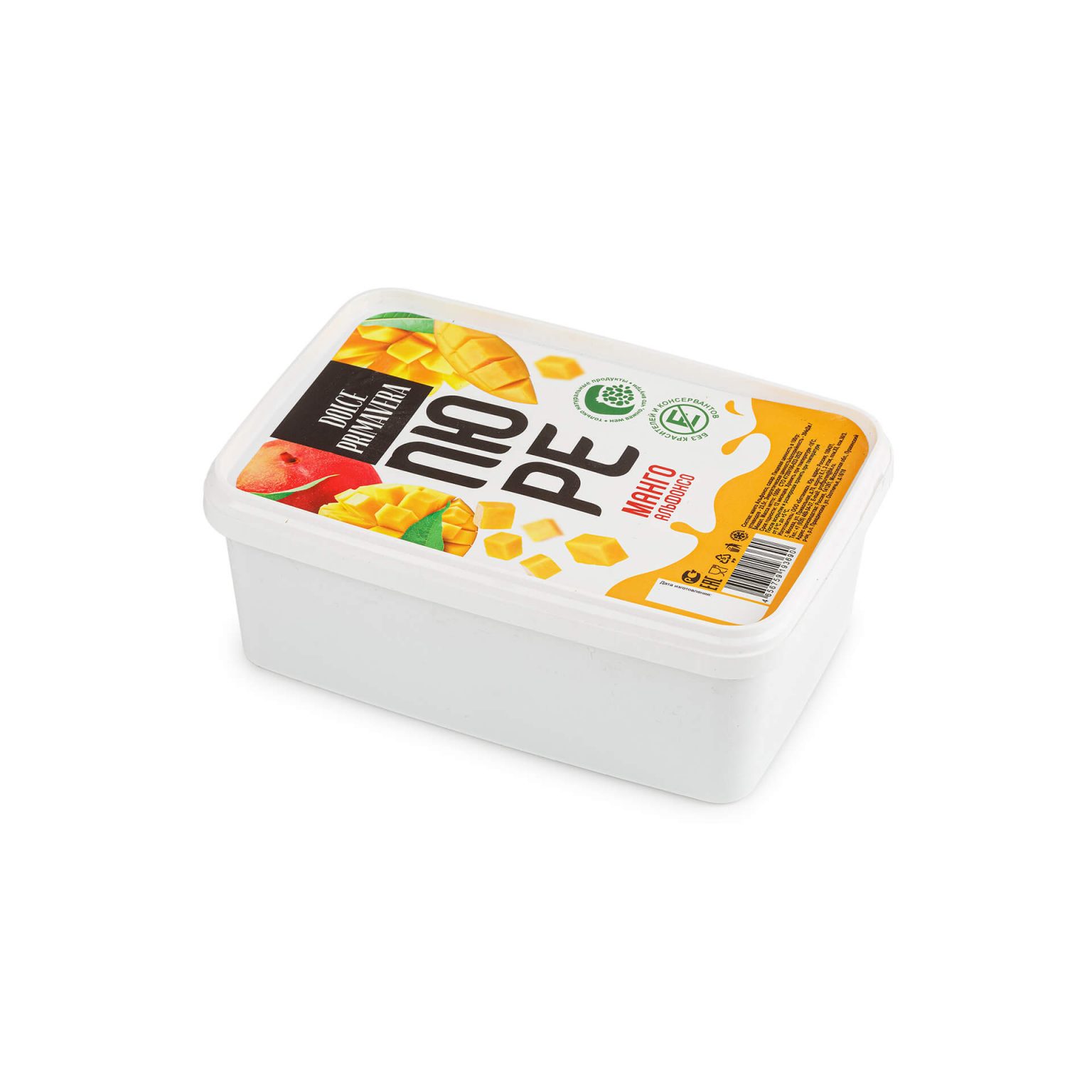 Пюре из манго Альфонсо шоковая заморозка лоток DOLCE PRIMAVERA 1000 г, общий вид, купить оптом и в розницу с доставкой по москве и московской области, недорого, низкая цена